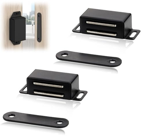 2pcs Magnetic Door Catch, Cupboard Door Magnets Drawer Magnet Small Cabinet Door Magnetic Catches Latches for Kitchen Wardrobe Magnets Door Closers Magnet Closure(Black)