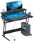 HOMCOM Scrivania Gaming con Luci LED e Supporto per Monitor, 100x60 cm Tavolo Gaming per Computer da 32 Pollici, Scrivania PC con USB, TYPE C e Telecomando per Ufficio, Studio e Casa, Nero