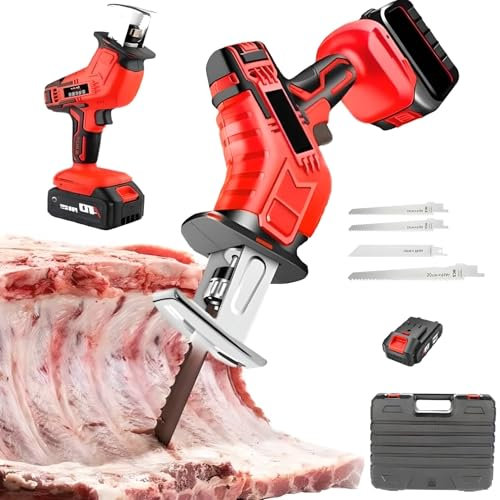 Cortadora Eléctrica de Sierra Para Huesos y Carne Para Cortar Carne Congelada con 2 Baterías y Cuchillas de Metal Regulación de Velocidad Continua Corte Rápido 1 Battery