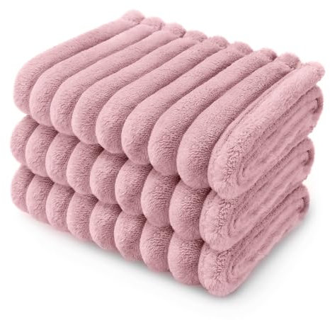 luciphia 3 Piezas de Paquete Mantas para Perros Gatos, Lavables a Máquina Franela Suave y Duradera, Manta para Perro Protección de Coche Cama Sofá Rosa 45_x_75_cm