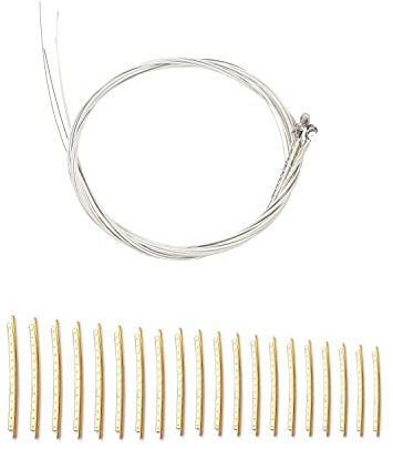 Lbvzxkad 6x 150XL Gauge 0.009 Inch Steel Strings & 20Pcs Classical Acoustic Guitar Fret Wire Copper 20 Fingerboard Frets 2.0mm