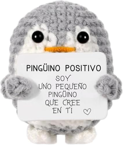 Regalo Original Mujer Hombre, Pingüino Positivo Divertido y Motivador, Peluche Cumpleaños, Navidad, Amigo Invisible, Decoración Oficina y Hogar, Idea Graciosa Pareja, Amigas (Pingüino en Español)