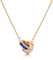 Linawe Collana con ciondolo da donna con gemme blu zaffiro, collana con ciondolo a catena, collana portafortuna in acciaio inossidabile con pietra portafortuna in oro rosa, set di gioielli alla moda