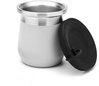 balibetov Mate Argentino moderno de Acero Inoxidable 270 ml – Doble Pared, Térmico, Base Antideslizante, Tapa de Silicona Antiderrames (Gris)