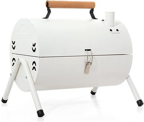 Yifaose Tischkohlengrill, Holzkohlegrill, tragbarer Holzkohlegrill, kleiner faltbarer Tischgrill für die Küche im Freien, Camping, Picknick, Garten, Balkon, Weiß, 2 x