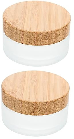 FOMIYES 2Pcs Bamboo Lid Cosmetic Jars Small Glass Facial Cream Container for Travel Refillable Lip Balm and Cream Storage Compact Design for Skincare Essentials