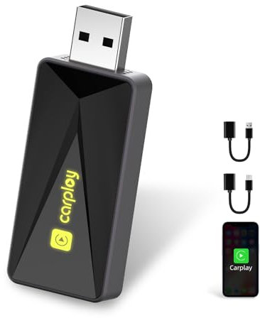 2025 Adaptateur Carplay sans Fil, Adaptateur CarPlay sans Fil pour iOS, Convertissez CarPlay Filaire en CarPlay sans Fil, Plug & Play, Connexion Stable Dongle CarPlay pour iOS 12+