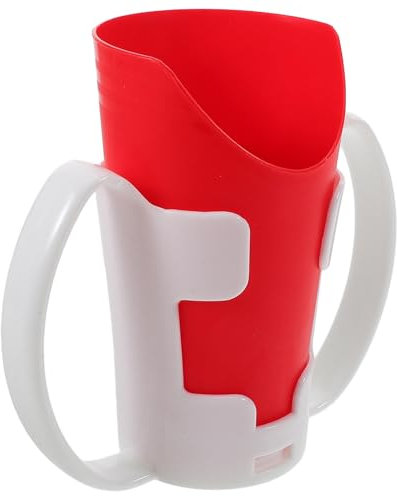ARTSEWPLY Gobelet Modifié Ergonomique Pour Patients, Tasse Curieuse Rouge Avec Support, Gobelet Léger Antidérapant Adapté à La Rééducation Et Soins Médicaux, Récipient à Boire Pour Personnes Âgées