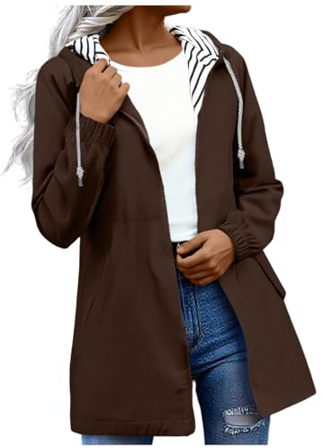 OVARA Womens Waterproof Jackets Lightweight Hooded Long Rain Coat Rain Jacket Ladies Functional Windbreaker Jacket Softshell Plus Size Breathable Outdoor Trench Coats