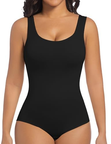 ONEW Shapewear Bodysuit Seamless Round Neck Tank Tops Tummy Control Full Body Shaper Waist Trainer Vest