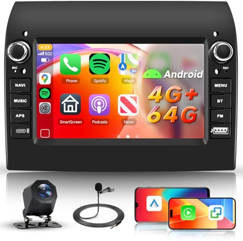 【4+64G】 Hodozzy Carplay Bildschirm für FIAT Ducato/Citroen Jumper/Peugeot Boxer 2008-2015 mit USB/USB-C, Autoradio 7 Zoll Bluetooth mit Android Auto/DSP/FM/RDS/SWC/GPS/WiFi+Rückfahrkamera