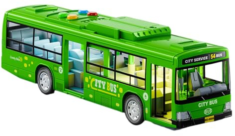 Yidueace City Bus Toy, Auto Spielzeug Bus Modell Mit Beleuchtung Und Musik, Offenen Türen, Pädagogisches Automodellspielzeug Für Und Mädchen