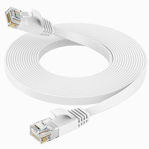 Ercielook Netzwerkkabel CAT6 12m, 1Gbps 250MHz Flachkabel for PS5/Router | LAN-Kabel-Verlängerung für PS4, Modem, Switch, Laptop & Heimnetzwerk-Installationen. UTP Ethernet-Kabel, Inkl. Kabelclips