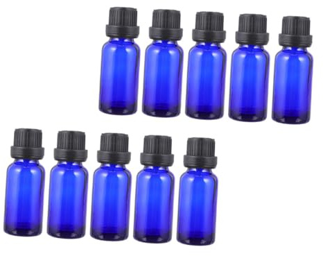 Angoily Lot de 12 Petits Flacons Vides en Verre Bleu 20 Ml pour Huiles Essentielles et Parfums Grand Bouchon et Bouchon Anti-Goutte Flacons de Voyage Étanches pour Diffuseurs et