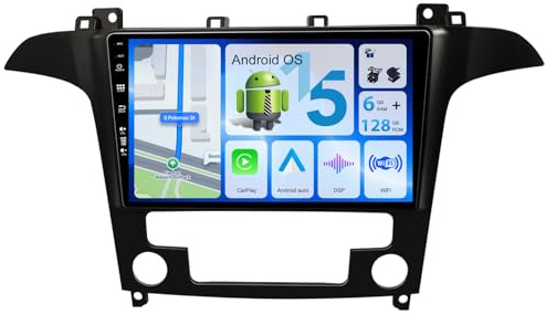 MISONDA Radio de Coche para Ford S-MAX 2007-2015 Pantalla táctil IPS de 9 Pulgadas [6G+128G] - Android 15 Carplay/Android Auto/DSP - Cámar+Mic - 2 DIN 8 Core -RDS FM BT SWC WiFi Dab