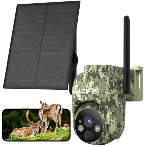 Lemnoi 4G LTE Solar Security Camera No WiFi, 4G LTE Cellular Trail Camera Solar with Pre-installed SIM Card, 2K Wildlife Camera with Color Night Vision, Motion Activated, 360° View