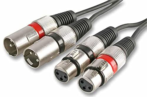 Pulse PLS00203 Twin 3 Pin XLR Male to XLR Female Lead, 0.5m, Black