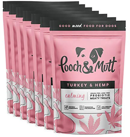Pooch & Mutt - Meaty Dog Treats (Grain Free), Turkey & Hemp, Pack of 7x120g
