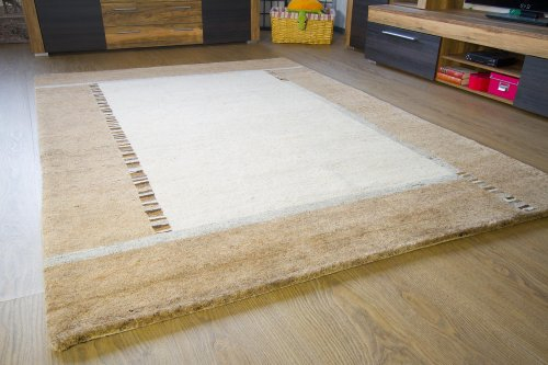 Steffensmeier Natur Pur Teppich Heaven - Handarbeit aus Reiner Schurwolle - Gabbeh Teppich beige Sand