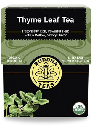 Buddha Teas - Organic Thyme Leaf Tea - Herbal Tea - For Health & Wellbeing - With Antioxidants & Minerals - Clean Ingredients - Caffeine Free - OU Kosher - 18 Tea Bags (Pack of 1)