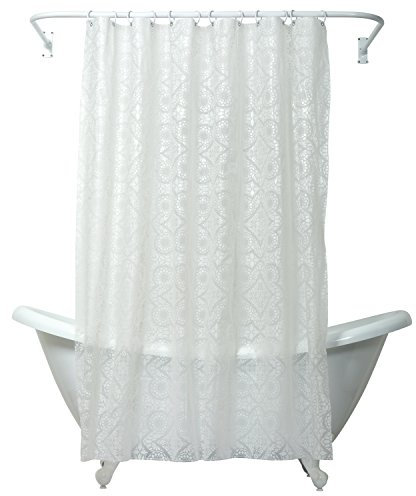 Zenna Home ZPC Zenith Products Doublure de Rideau de Douche India Ink Morocco Peva Blanc