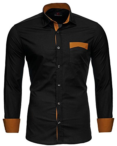 Reslad Herren Hemd Exklusiv Two Tone Look Langarmhemd RS-7205