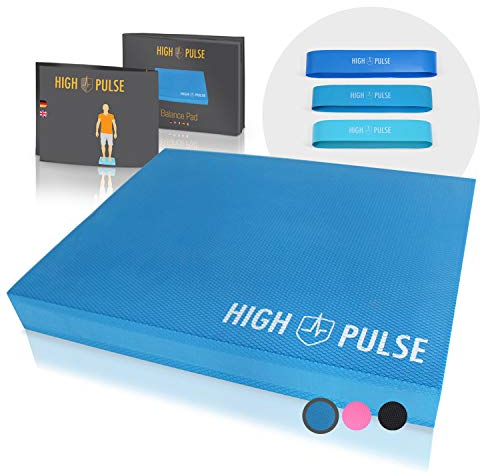 High Pulse® XXL Balance Pad inkl. 3X Fitnessbänder + Poster – Balancekissen für EIN verbessertes Gleichgewicht, Koordination und Stabilität (Blau)