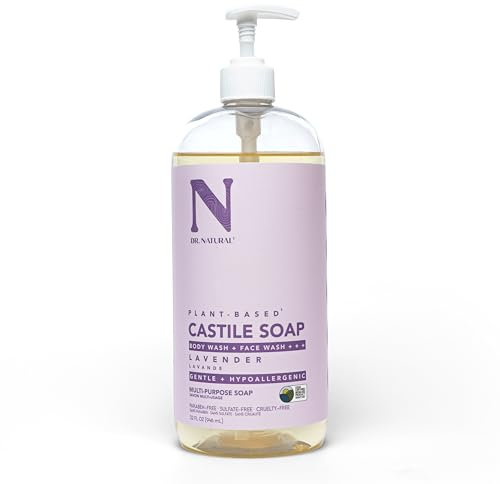 Dr. Natural Castile Liquid Soap - Multi-Use Body Wash, Shampoo and Face Wash - Hydrating Body Soap for Skin, Hair, Pets and Home - Lavender - 946 ml