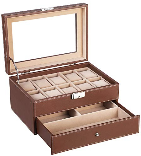 SONGMICS Scatola Porta Orologi Custodia per 10 Orologi JWB007