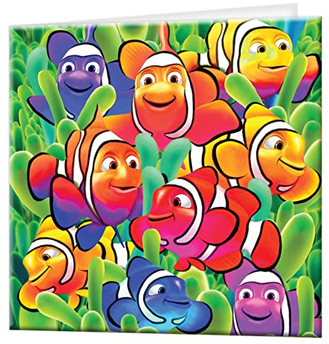 3D LiveLife Grußkarte - Süße Clowns von Deluxebase. Bunte Clownfisch-linsenförmige 3D-Karte für jeden Anlass und jedes Alter. Originalvorlage lizenziert von dem bekannten Künstler Micheal Searle