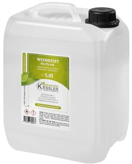Brennerei Kessler Weingeist 96,4% vol. – Primasprit Trinkalkohol 5 Liter | Ethanol in Lebensmittelqualität zur Herstellung von Likören, Ansätzen und Spirituosen – direkt aus der Brennerei.