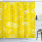 ABAKUHAUS Gelb und Weiß Duschvorhang, Juicy Zitronen, Stoffliches Gewebe Badezimmerdekorationsset mit Haken, 175 x 240 cm, Gelb Weiss