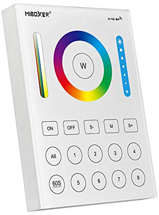 LGIDTECH B8 8-Zone RGB CCT Telecomando da pannello alimentato da batterie AAA, lampadina LED RGB CCT di controllo, luce da incasso, luce di inondazione, controller per luci di striscia LS2 WL5
