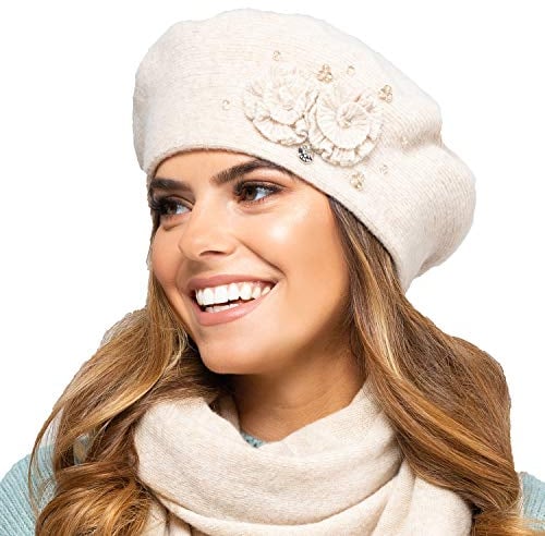 Kamea Damen Baskenmütze Kopfbedeckung Herbst Winter Barcelona, Beige,Uni