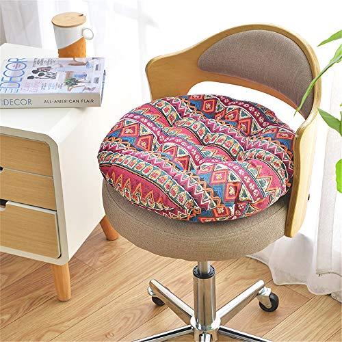 Morbuy Runde Form Stuhlkissen, 100% Baumwolle Dicke Polsterung Sitzkissen für Gartenstuhl, Küche oder Esszimmerstuhl - Bequeme Atmungsaktiv Indoor Outdoor Stuhlauflage (40 * 40,Boho)