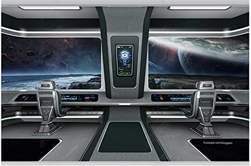 Fototapete 3D Effekt Vliestapete Tapeten Planet Im Raumschiff-Cockpit Fototapete Wandtapete Wallpaper Wandbilder 250x175cm