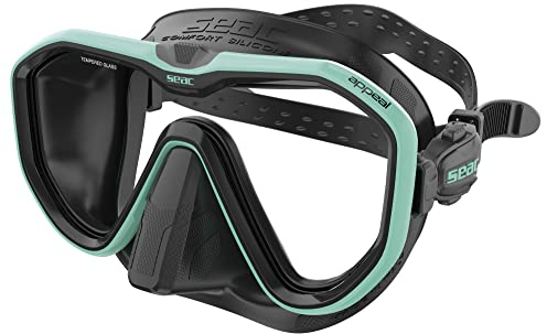 Seac Unisex-Adult Appeal Italien hergestellte Einglas-Tauchmaske mit Einer 3D-Schnalle direkt am Maskenkörper, schwarz/klar blau, Standard