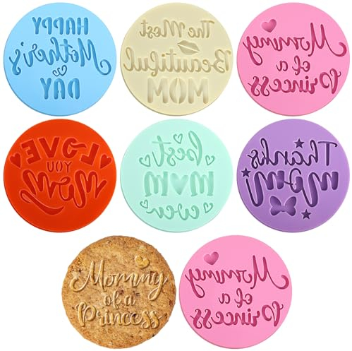 Zubebe Keksstempel-Werkzeug, Kuchen-Prägewerkzeug, Mini-Kuchenform, Fondant-Stempel, 3D-Design, Keks-Präger für Partyzubehör, Küche, Backwerkzeuge (Muttertag), 6 Stück