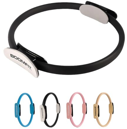BOOMFIT Pilates-Ring 39 cm Magic Circle mit gepolsterten Griffen | Widerstandsring für Pilates Yoga und Ganzkörpertraining | Flexibler Glasfaser-Kern für Innen- und Außenschenkel | Home Studio