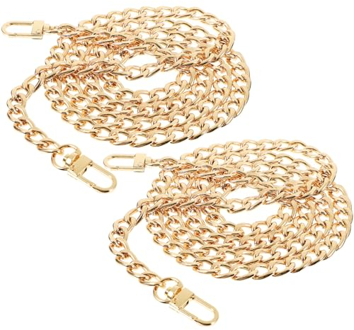 VILLCASE 2er Set Taschenkette Gold - Schulterriemen FüR Handtaschen, Metall Kette Crossbody Gurt 120 Cm, Vielseitige Bag Accessoires