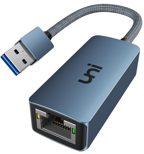 uni USB Ethernet Adapter 3.0 LAN Adapter Blau, USB rj45 Adapter 1000Mbps aus Aluminium und Nylon, Netzwerkadapter für MacBook, Mi Box, Surface, PC, Laptop mit macOS, Win 11/10/ 8.1/8, Linux