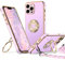 XYZ iPhone 12 Pro Max Case with Stand, Heart Lanyard for Women, Luxury Cute Bling Protective Cover, Purple
