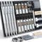 STAGEEK Lot de 21 porte-mines en métal 0,3, 0,5, 0,7, 0,9, 2 mm (HB 2H 2B 4B Color) avec 10 tubes de mines graphite et gomme avec étui pour dessin, croquis