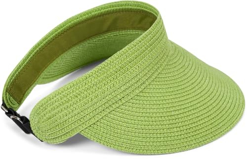 styleBREAKER Visera de Papel con Banda elástica y Cierre de Gancho, Sombrero de Sol Transpirable para Mujer, Visor monocromático, protección Solar Ligera y cómoda, Verde-Lima