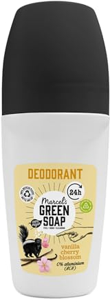 Marcel's Green Soap Deo Roll-on Vanille & Kirschblüte - Deo-Roller ohne Aluminium (ACH) - 100% Recycelter Kunststoff - 95% natürliche Inhaltsstoffe