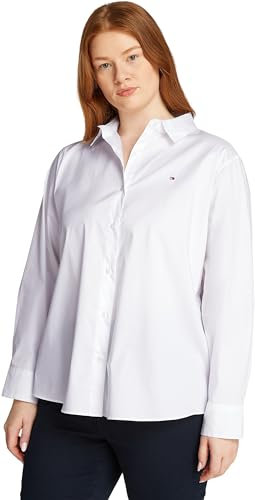 Tommy Hilfiger Damen Hemd Poplin Regular Fit, Weiß (Th Optic White), 50
