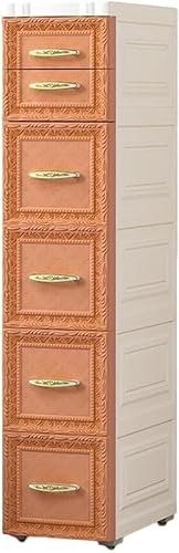 CONGRUI Aufbewahrungskörbe aus Kunststoff, Schubladentyp, Spind, Zuhause, Kleiderschrank, geeignet für Wohnzimmer, Schlafzimmer, Kinderzimmer (Orange, 6 Ebenen)