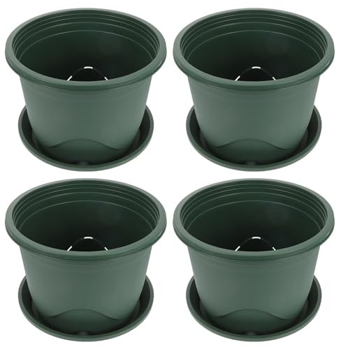 Happyyami Macetas De Plástico 4 Unidades con Bandeja Flores y Plantas
