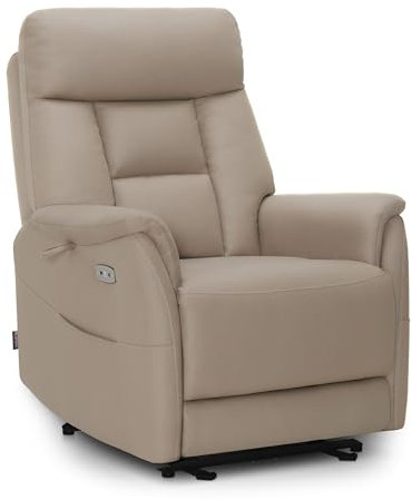 M MCombo Fernsehsessel Elektrisch Verstellbar, Relaxsessel mit Liegefunktion, Massagesessel 3 cm Wandnah, TV Sessel für Enge Räume, USB & Lendenkissen, Wohnzimmer, 7063 (Beigebraun)