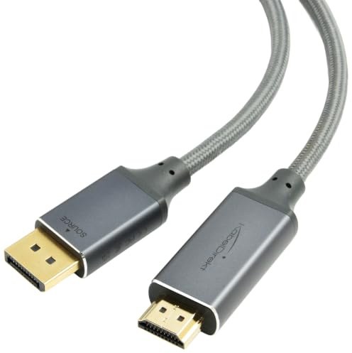 KabelDirekt – DisplayPort-auf-HDMI-Kabel, Adapter – 1m – 4K/60Hz, Grau | DisplayPort 1.4 auf HDMI 2.1 – 4K@60Hz, unidirektional – DP-PC auf HDMI-Monitor/TV